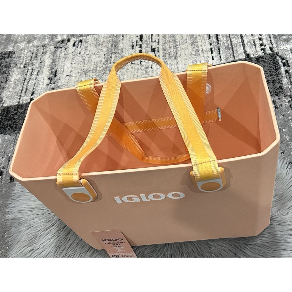 Igloo Tag Along Too Tote 28L Apricot Water-Resistant Rubber Beach Bag NWT - Picture 2 of 5